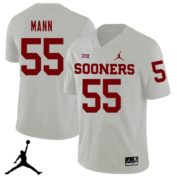 Jordan Brand Men #55 Kenneth Mann Oklahoma Sooners 2018 College Football Jerseys Sale-White